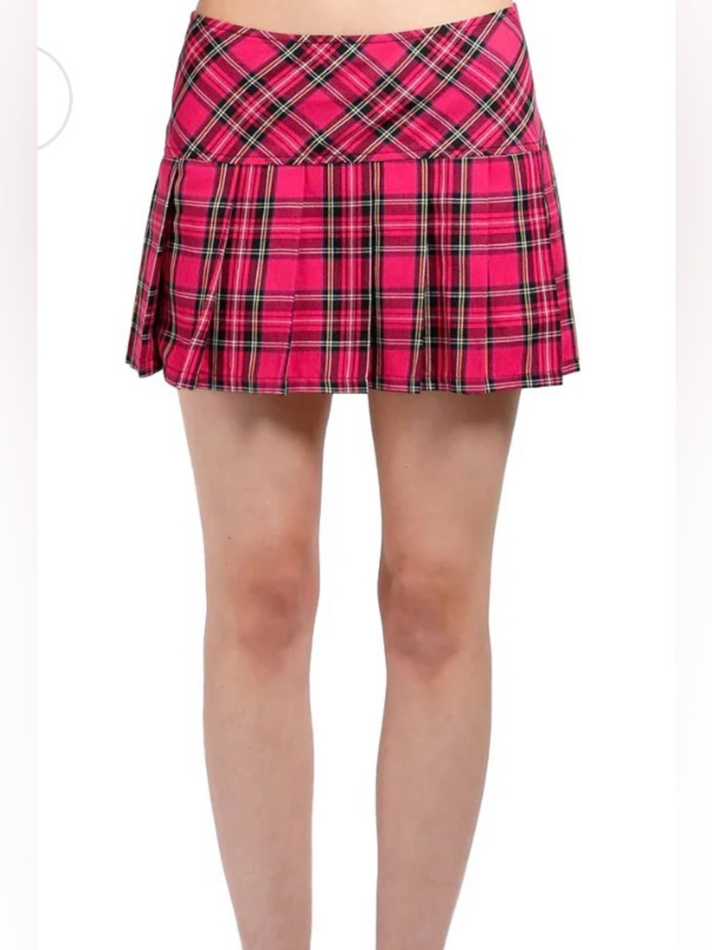 Tripp NYC Hot Pink Plaid Pleated Skirt